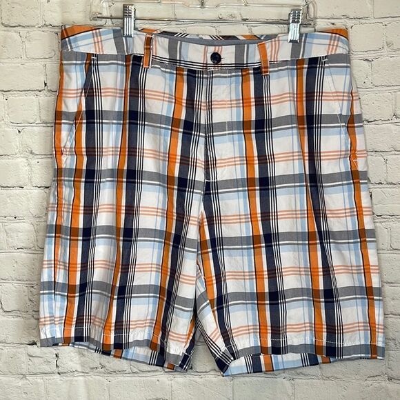 Croft & Barrow Men’s Plaid Shorts, Blue and Orange Shorts, size 36, Men’s Shorts - Picture 1 of 4